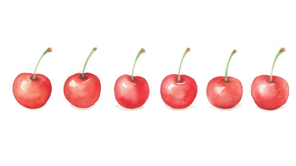 Cherries as divider line watercolour illustration cherry produce fruit.