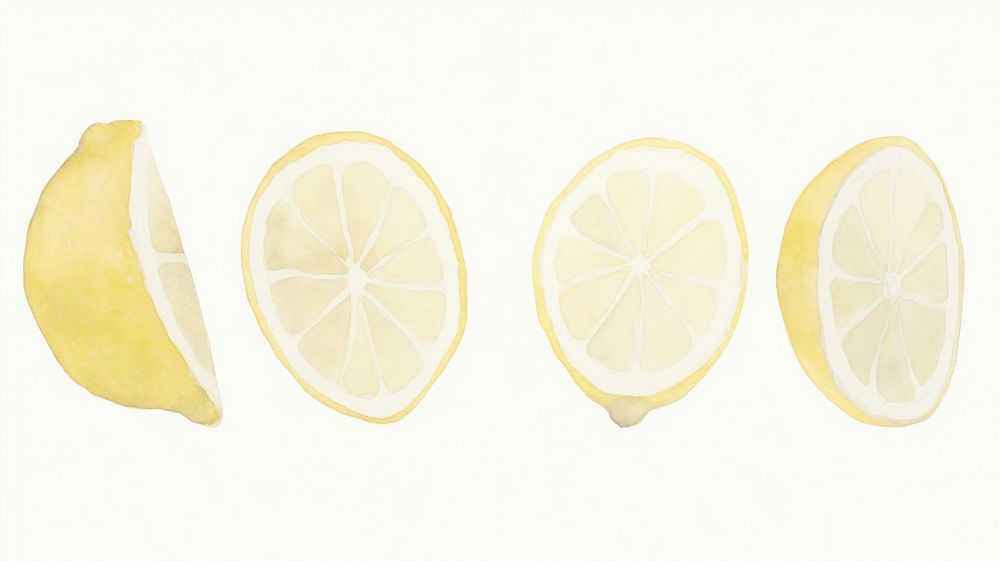 Lemons as divider line watercolour illustration produce machine fruit.