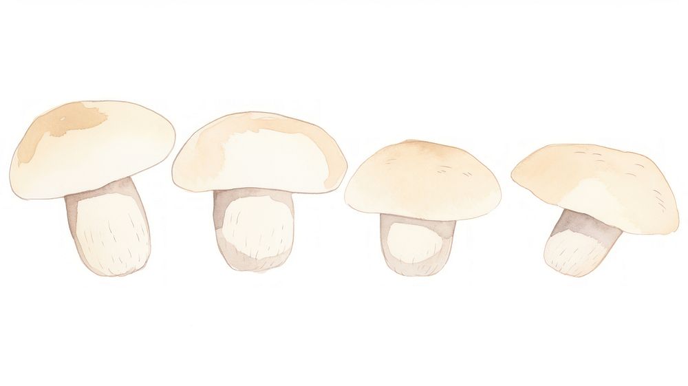 Mushrooms as divider line watercolour illustration amanita fungus agaric.