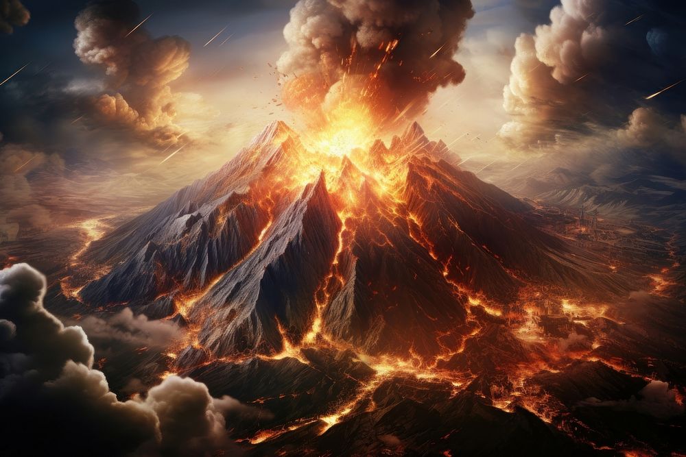 Volcanic eruption mountain outdoors volcano.