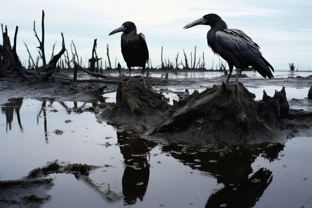 Oil Spills On Birds bird waterfowl outdoors.