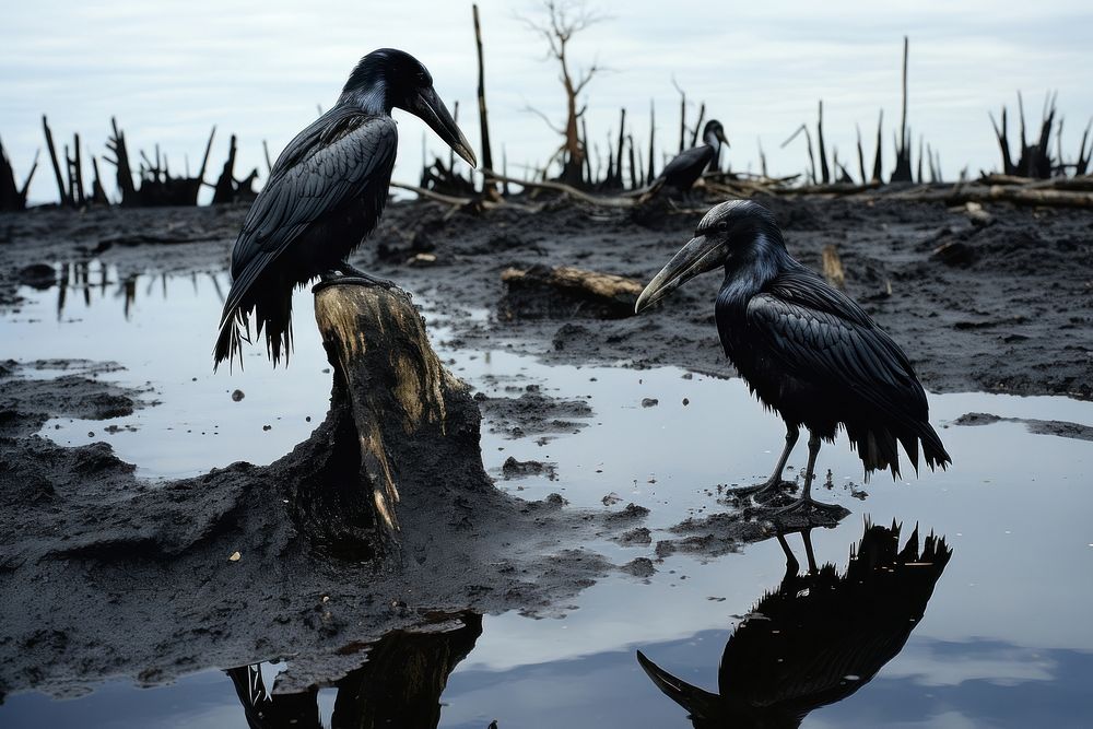 Oil Spills Birds bird blackbird Free Photo rawpixel