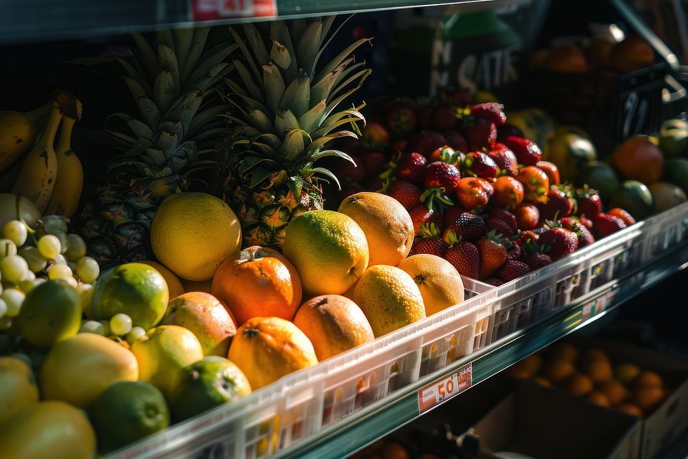 Supermarket fruit pineapple produce.
