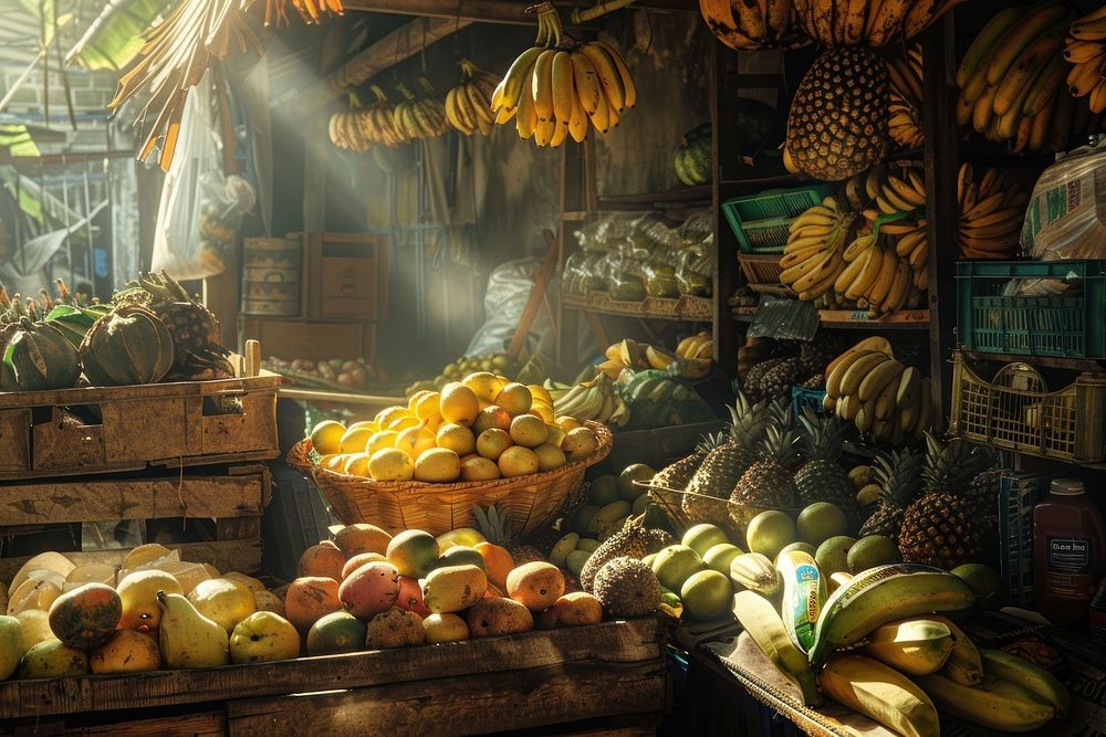 Fresh fruits pineapple produce banana.