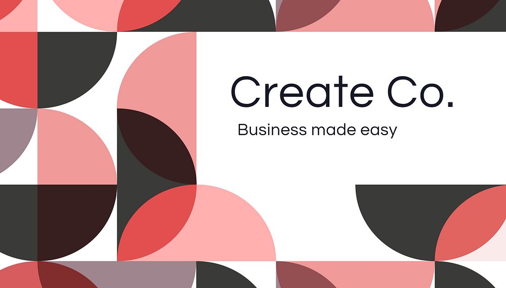 Pink Bauhaus business card template, customizable design