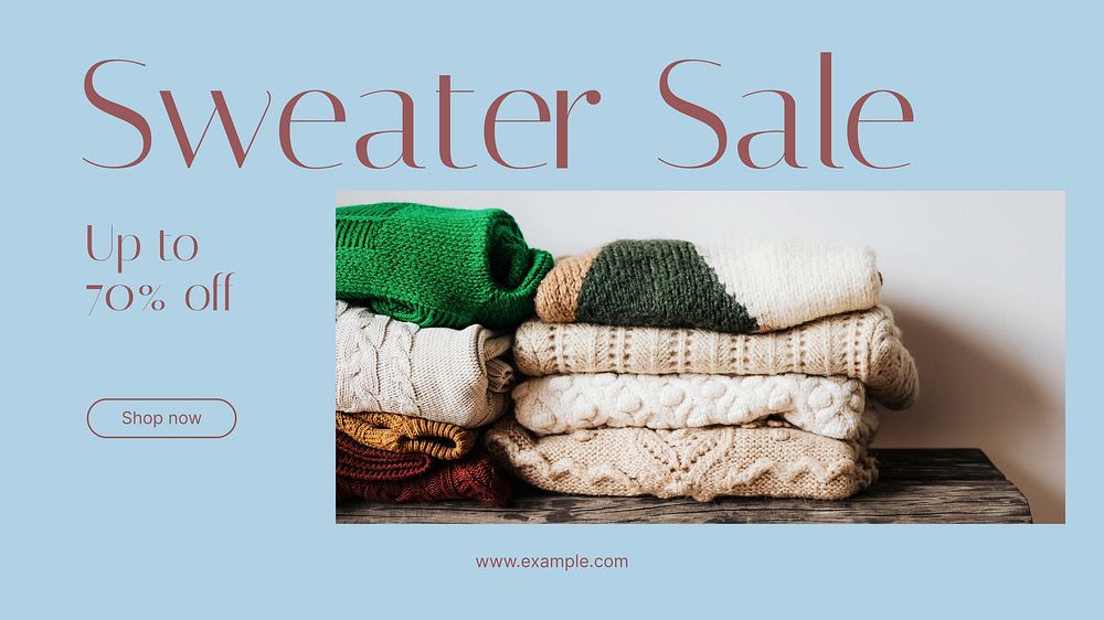 Sweater sale blog banner template, editable text & design
