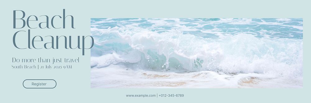 Beach cleanup email header template, editable text