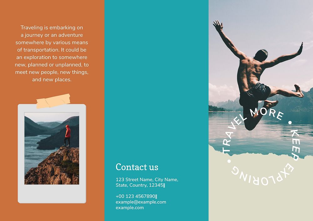 Travel, aesthetic tri-fold brochure template, business branding