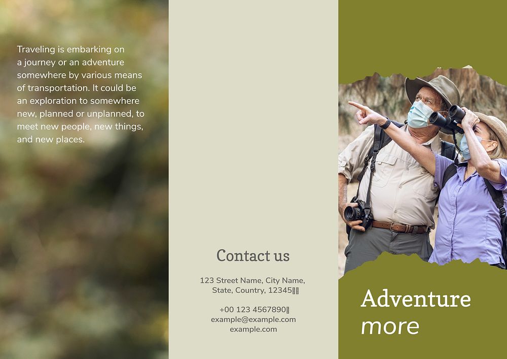 Travel, aesthetic tri-fold brochure template, business branding