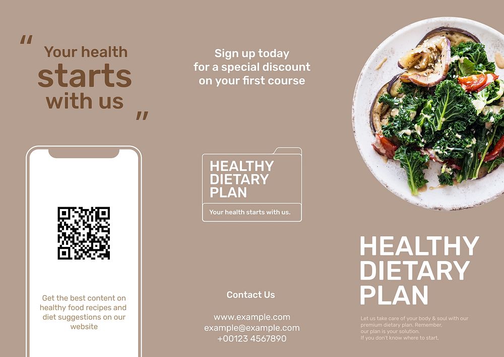 Diet plan brochure template, editable design