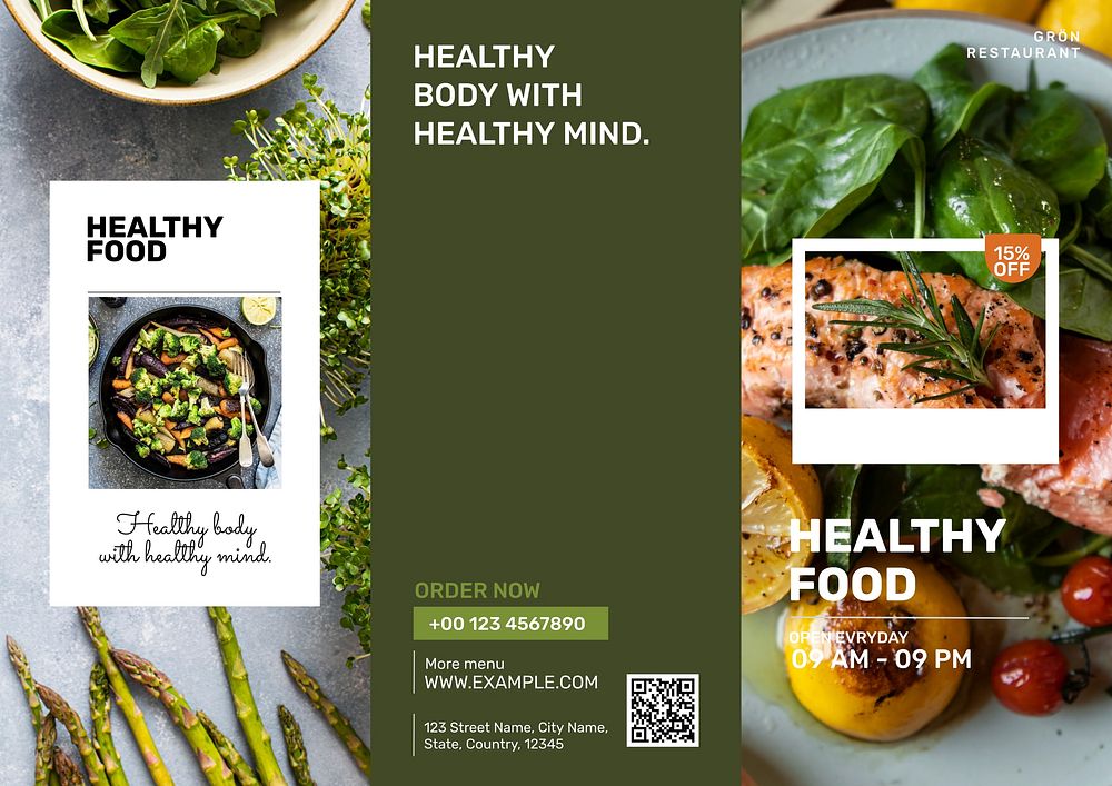Healthy food brochure template, editable design