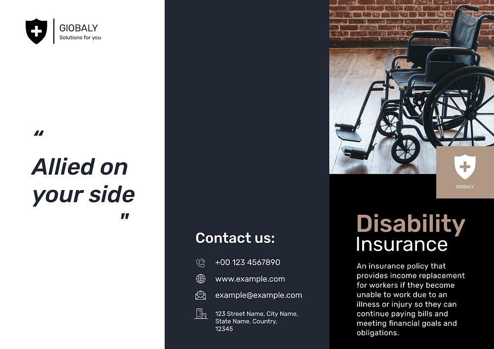Disability insurance brochure template, protection plan