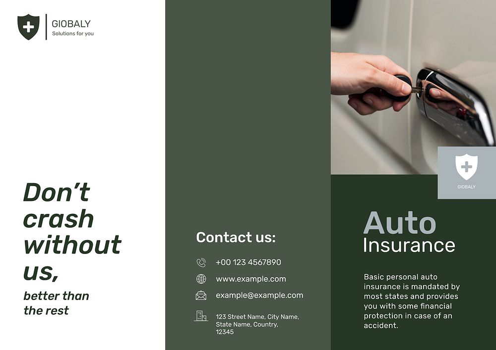 Auto insurance brochure template, safety plan