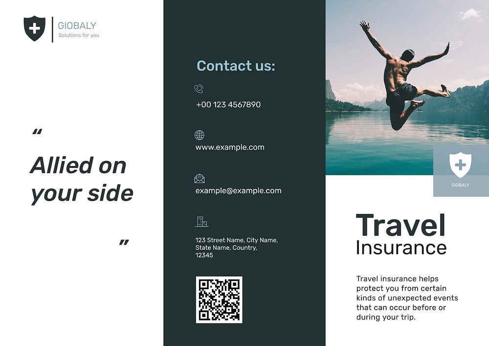 Travel insurance brochure template, vacation safety