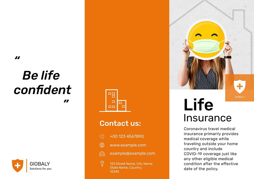 Travel insurance brochure template, COVID-19 safety