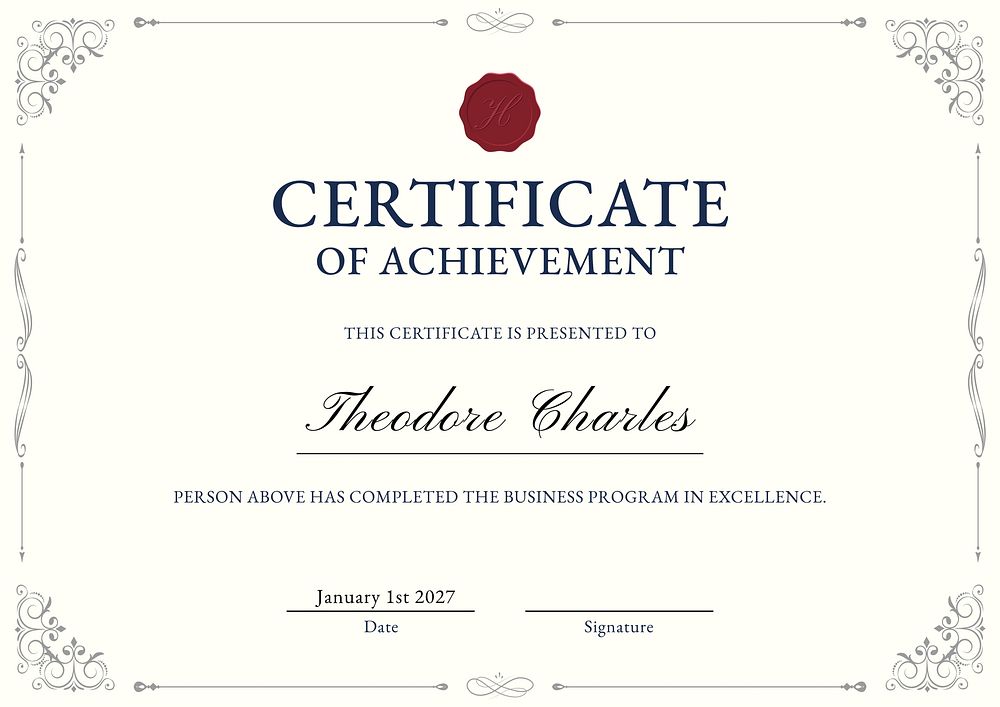 Classy design achievement certificate template