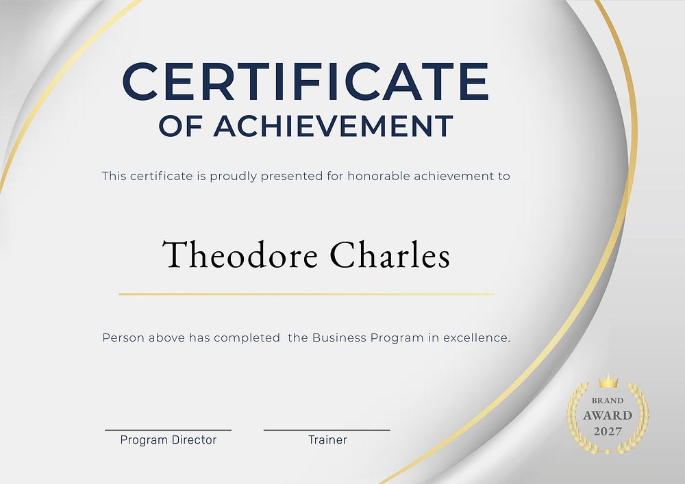 Business workshop certificate template