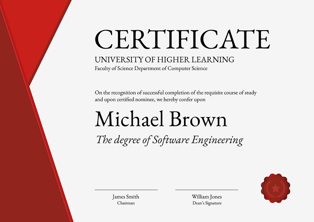Academic achievement certificate template, simple design editable text