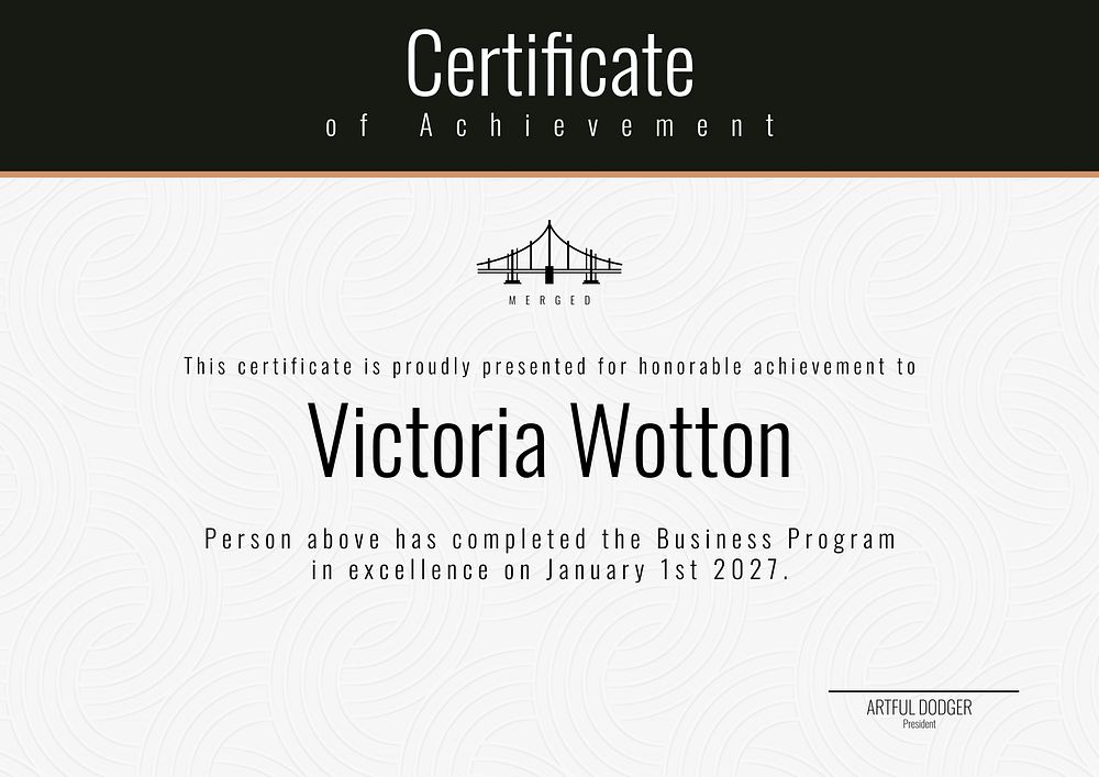 Achievement certificate template simple elegant  