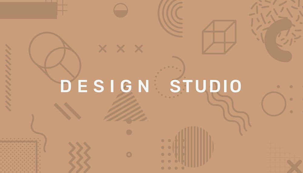 Brown memphis business card template, design studio text