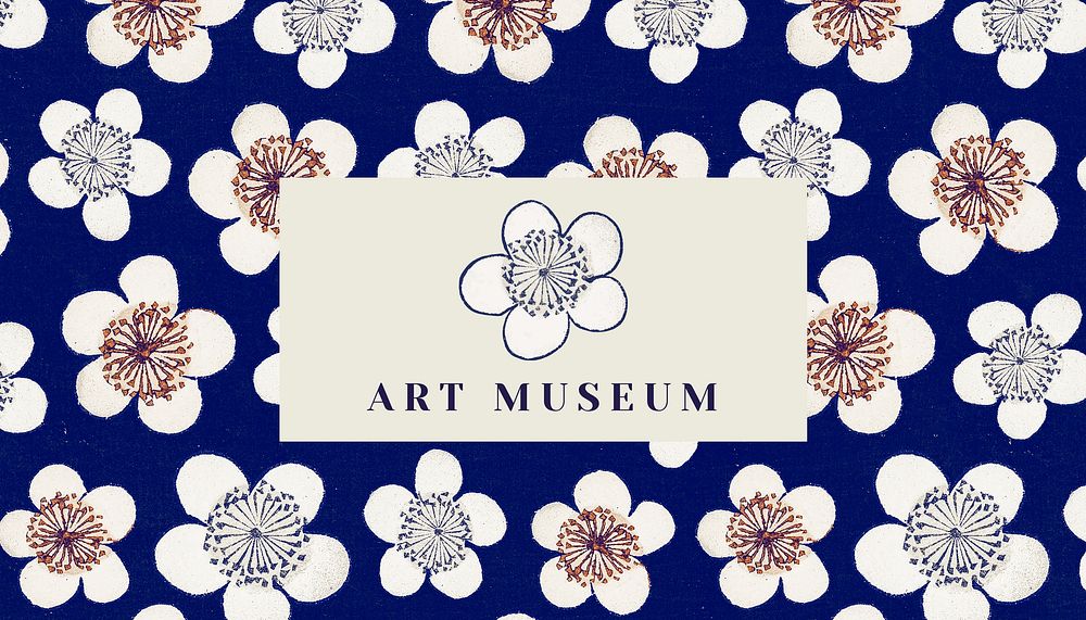 Art museum business card template, Japanese floral pattern