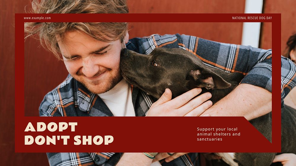Rescue dog day blog banner template, editable text & design