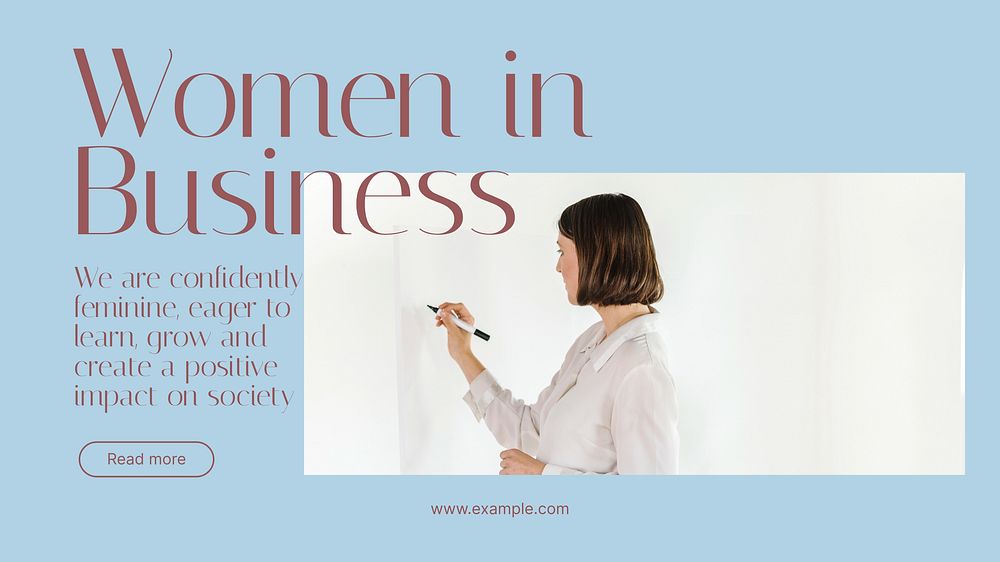 Businesswomen blog banner template, editable text
