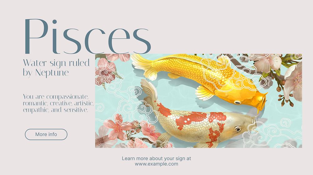 Pisces sign blog banner template, editable text