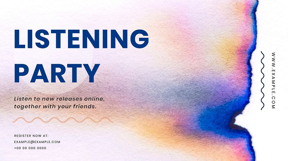 Music party blog banner template with colorful background  design