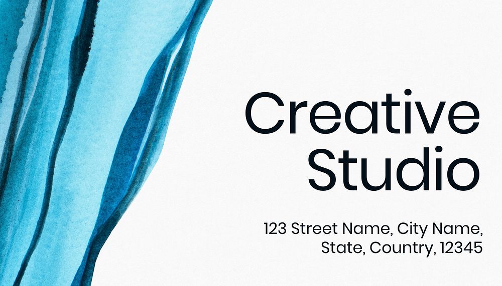 Blue watercolor business card template, editable design