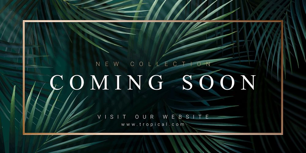 Coming soon Twitter post template tropical  design