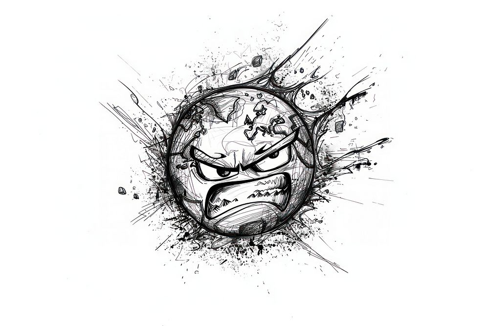 Angry earth emoji drawing illustrated dynamite.