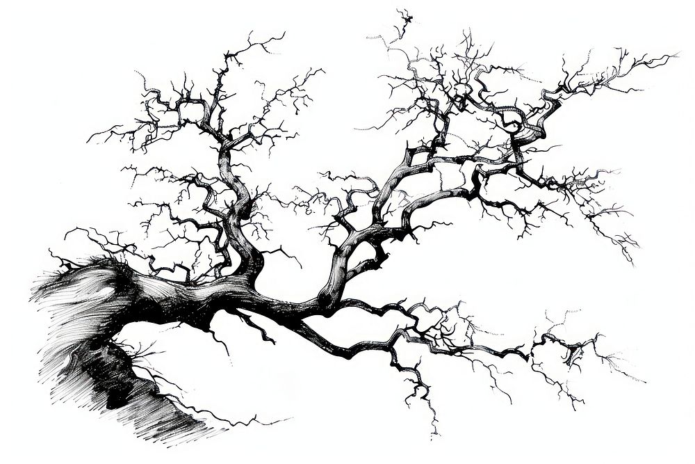 Dying tree drawing illustrated sketch.
