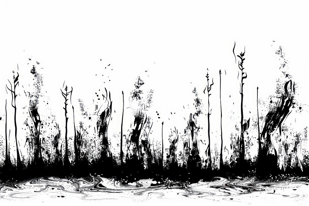 Forest fire drawing illustrated painting.