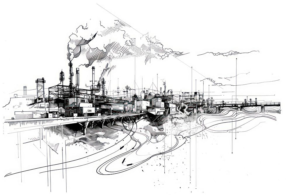 No pollution drawing transportation architecture.