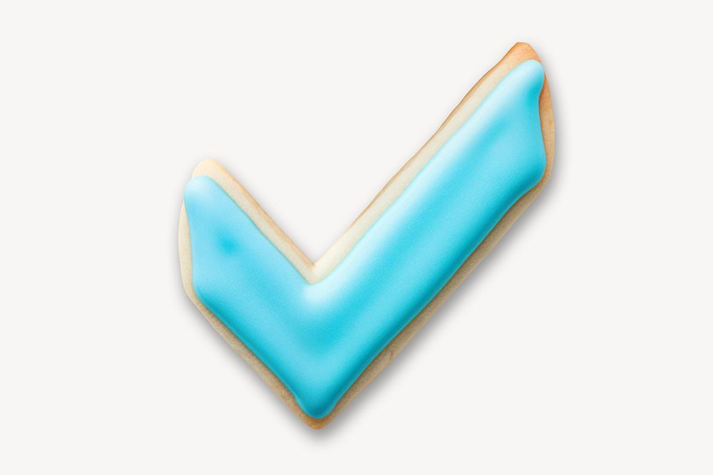Blue right mark icon, cookie art illustration