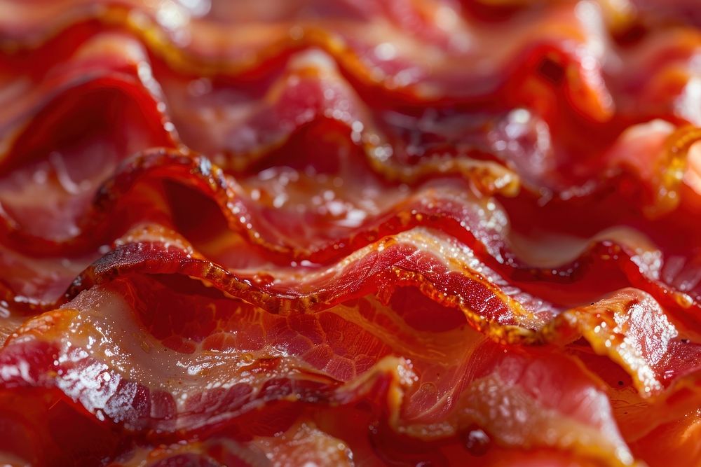 Bacon texture ketchup food meat.