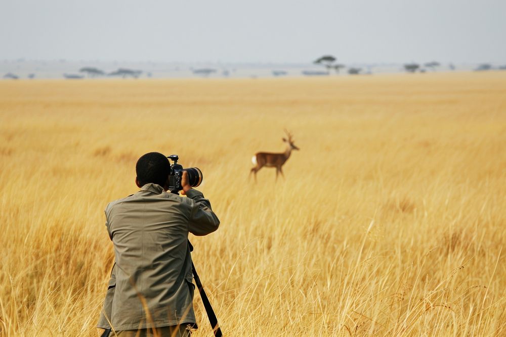 Man holding camera photography photographer antelope.