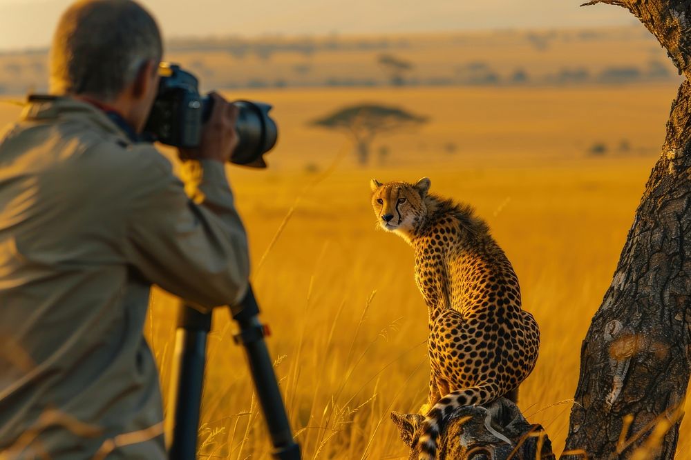 Man holding camera photography cheetah electronics.