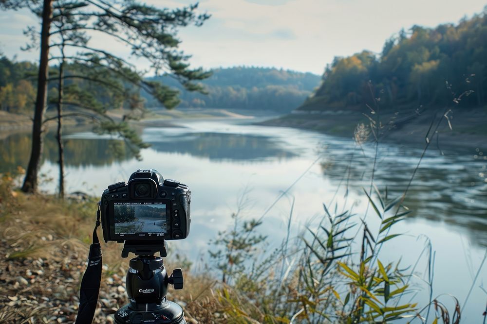Cameraman show horizon landscapes photography nature electronics.