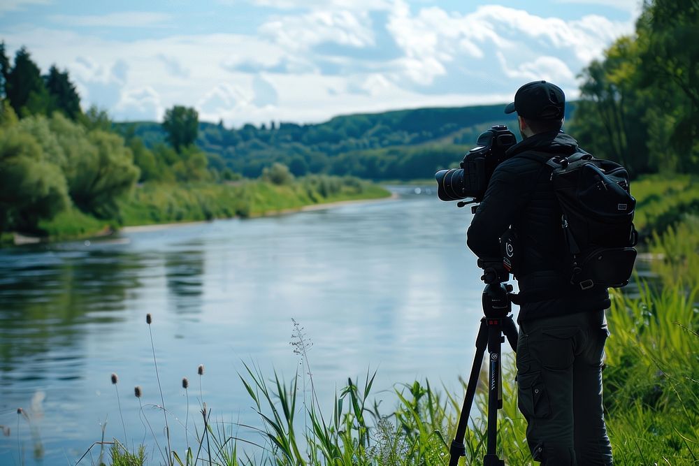 Cameraman show horizon landscapes photography nature backpacking.