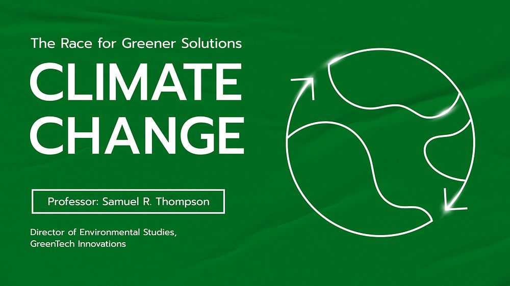 Climate change green presentation template  design
