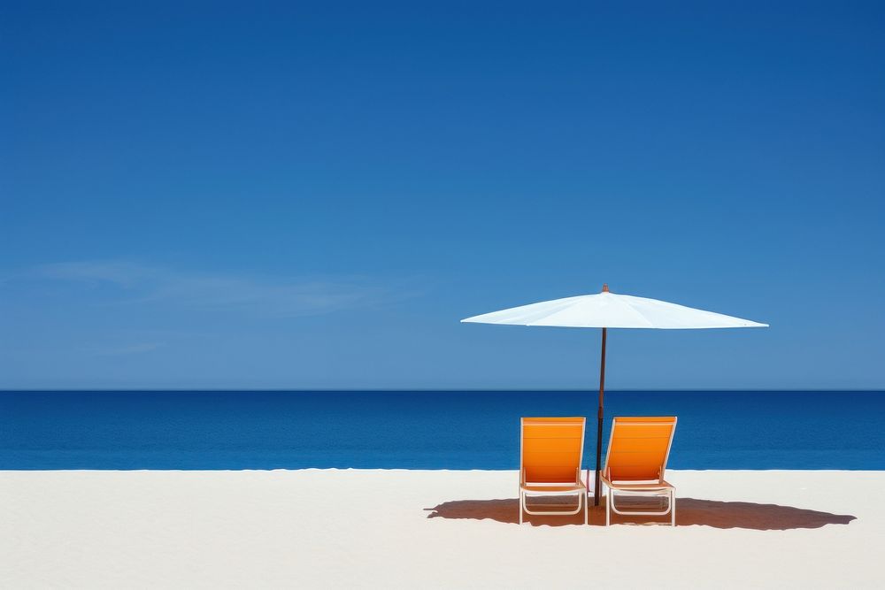 High contrast beach shoreline furniture outdoors.