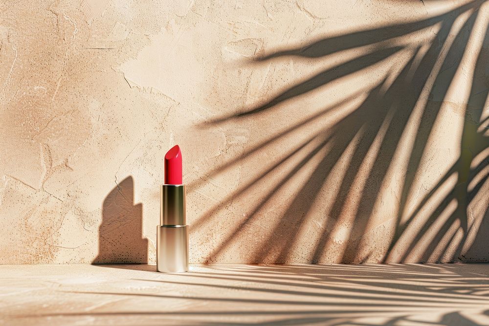 Packaging lipstick mockup cosmetics shadow leaf.