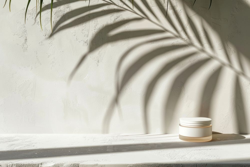 Cream jar mockup wall architecture shadow.