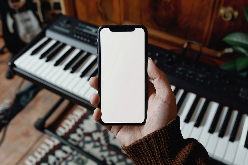 Blank smartphone mockup music recreation performer.
