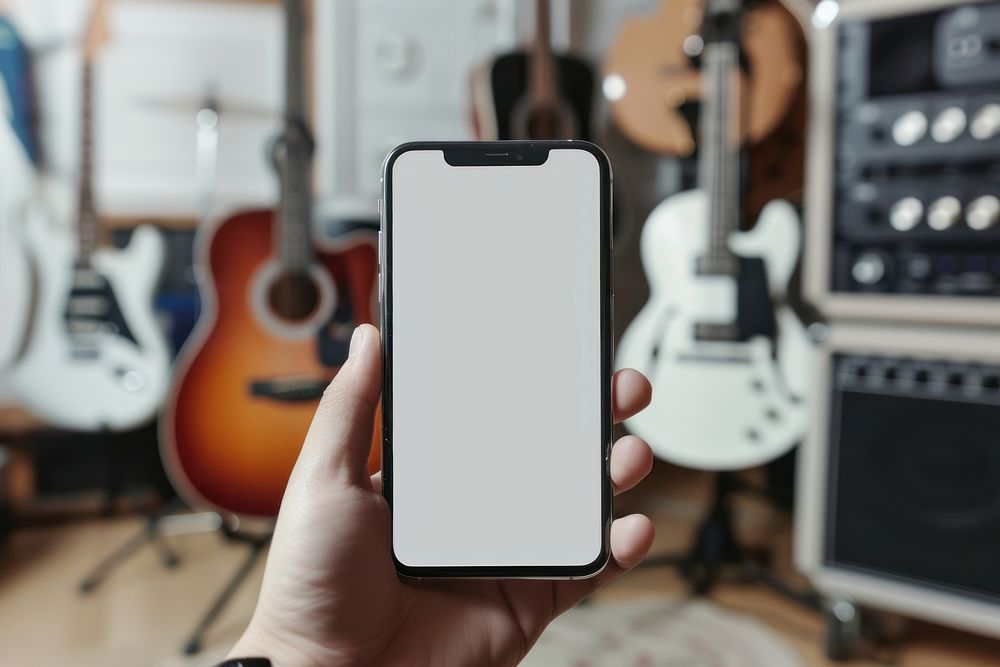 Blank smartphone mockup guitar electronics iphone.