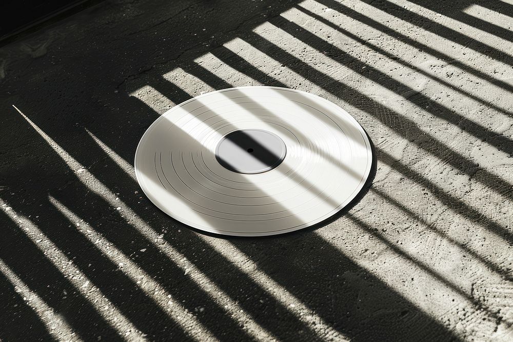 Vinyl record mockup asphalt tarmac plate.