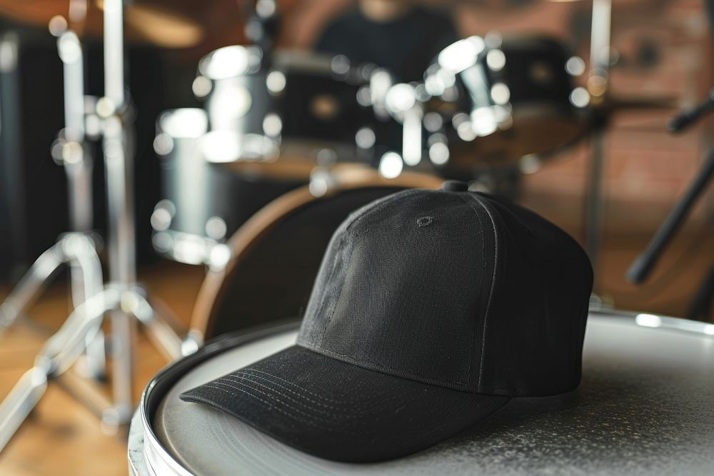 Black cap mockup clothing apparel hat.