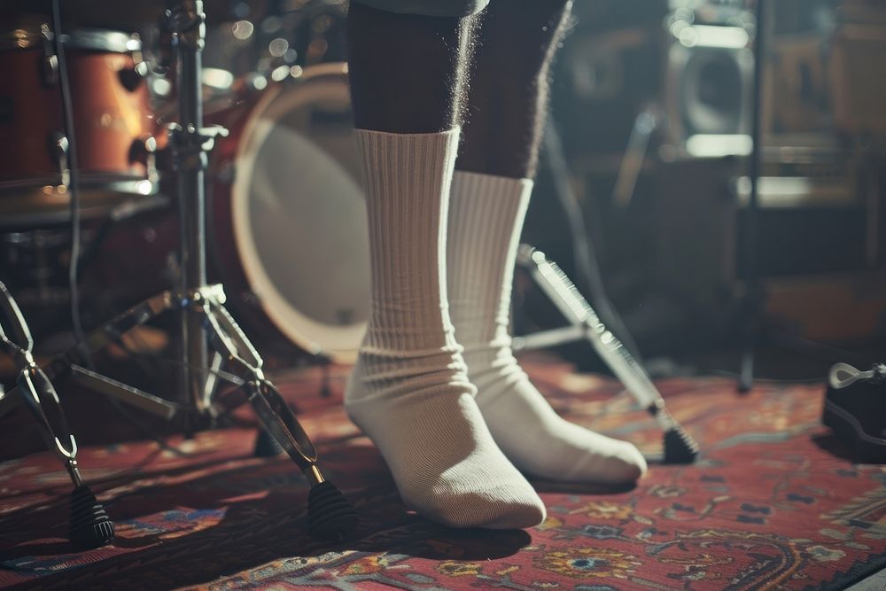 White sock mockup drum percussion clothing.